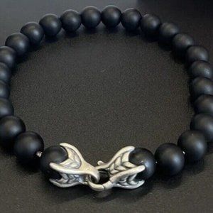 DAVID YURMAN Men's  8mm Black Onyx Matte Spiritual Beads Bracelet 8.5”